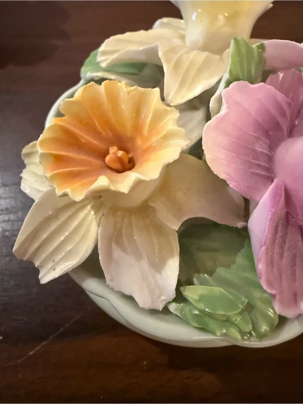 thor Porcelain Floral Bowl in Pink, Yellow and Cream
